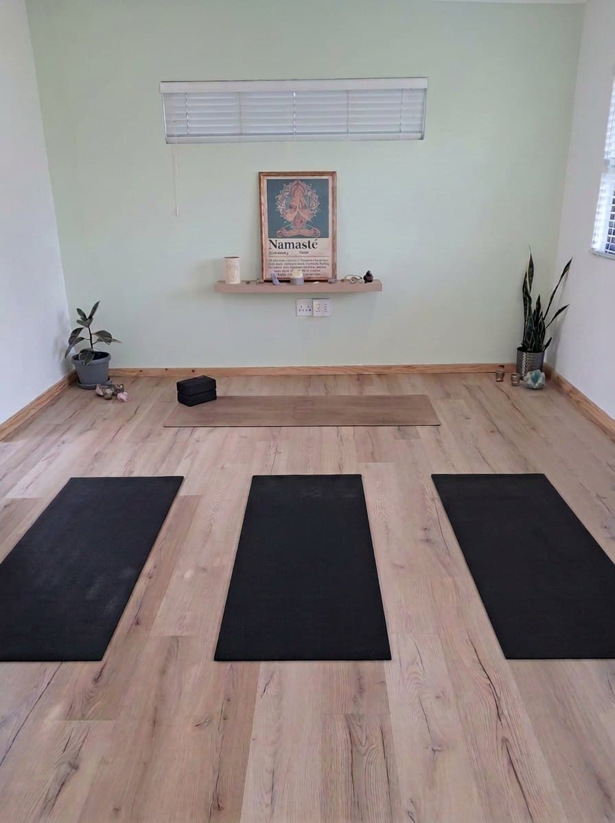 The Serendipity Wellness yoga studio in Edgemead set up with mats for a small-group class